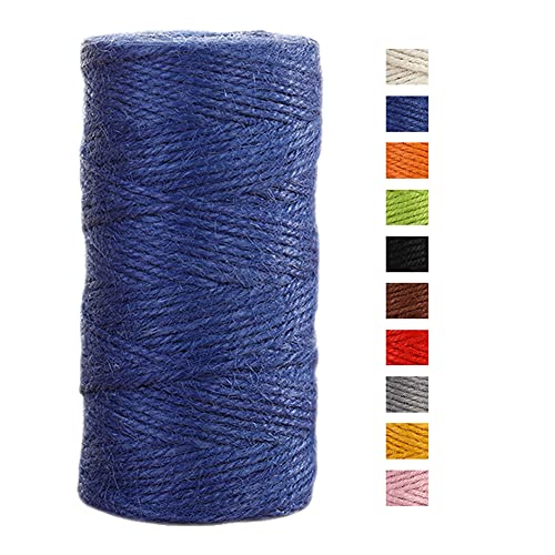 JeogYong Jute-Schnur, 2 mmx100 m, naturfarben, Jute-Schnur, 3-lagig, Gartenschnur, Küchenschnur, dickes Juteseil für Dekoration, Floristik, DIY, Bündelung, Verpacken von Geschenken (blau) von JeogYong