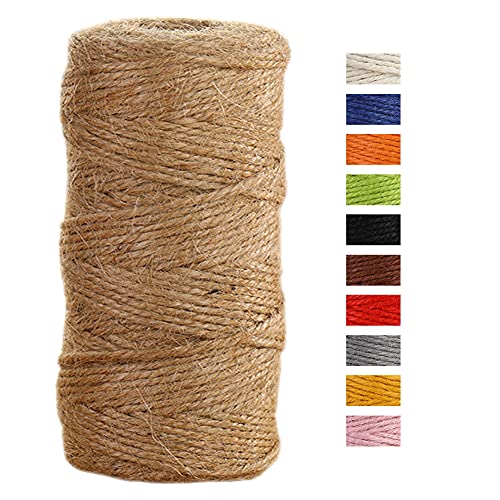 JeogYong Jute-Schnur, 2 mmx100 m, naturfarben, Jute-Schnur, 3-lagig, Gartenschnur, Küchenschnur, dickes Juteseil für Dekoration, Floristik, DIY, Bündelung, Verpacken von Geschenken (braun) von JeogYong