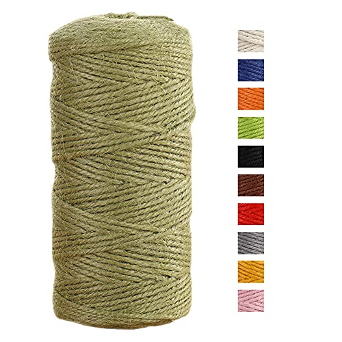 JeogYong Juteschnur 2 mm x 100 m, naturfarben, 3-lagig, Gartenschnur, Küchenkordel, dickes Juteseil für Dekoration, Floristik, Basteln, Basteln, Bündeln, Verpacken von Geschenken (Armeegrün) von JeogYong