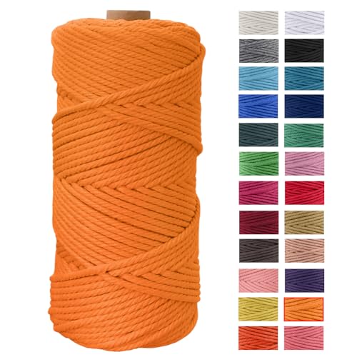 JeogYong Makramee Garn 4mm x 100m Naturliches Baumwollegarn Kordel Makramee Blumenampel Natur Baumwolle Schnur Kettgarn für DIY Handwerk, Strick Hängepflanze, Traumfänger, Häkeln (Golden) von JeogYong