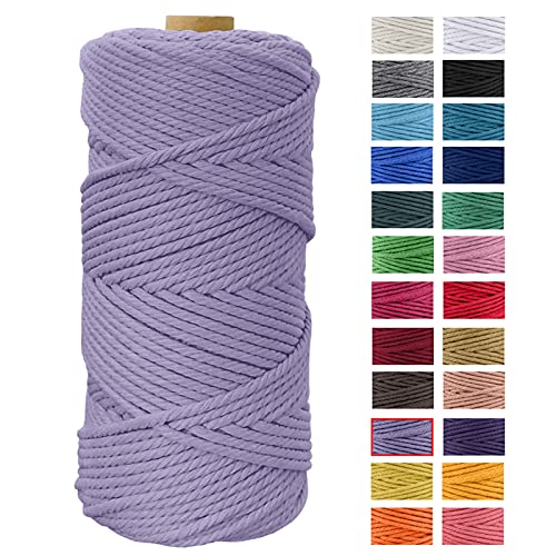 JeogYong Makramee Garn 4mm x 100m Naturliches Baumwollegarn Kordel Makramee Blumenampel Natur Baumwolle Schnur Kettgarn für DIY Handwerk, Strick Hängepflanze, Traumfänger, Häkeln (Lila) von JeogYong