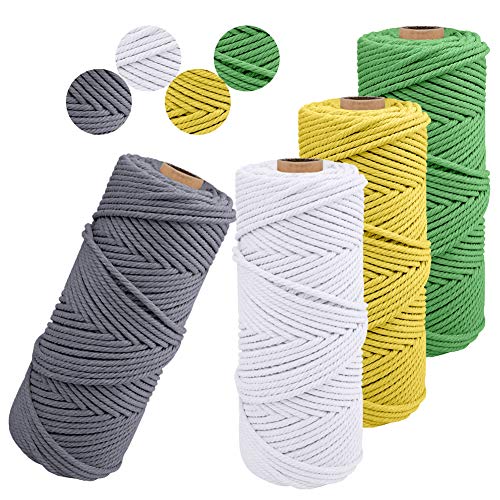 JeogYong 4 Stück Makramee-Schnur, 2 mm x 100 m, natürliche Schnur, Makramee, Baumwolle, Kordel zum Basteln, für Wandbehänge, Pflanzenaufhängung, Innendekoration, kreative Blumenkunst (A) JeogYong 4 Stück Makramee-Schnur, 2 mm x 100 m, natürliche Schnur, Makramee, Baumwolle, Kordel zum Basteln, für Wandbehänge, Pflanzenaufhängung, Innendekoration, kreative Blumenkunst (A) von JeogYong