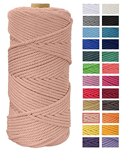 JeogYong Makramee-Schnur, 4 mm x 90 m, dicke natürliche Baumwollschnur, Garnfaden, 4 Stränge, gedrehte Spule, Baumwollseil für Bastelarbeiten, Pflanzenaufhänger, Heimdekorationen (ziegelrot) von JeogYong