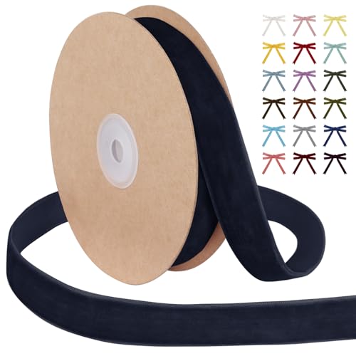 JeogYong Marineblaues Samtband, 2,5 cm x 9,1 m, einseitiges Samtband, Vintage-Band für Geschenkverpackungen, Kränze, Hochzeit, Party, Heimdekoration, DIY Handwerk JeogYong Marineblaues Samtband, 2,5 cm x 9,1 m, einseitiges Samtband, Vintage-Band für Geschenkverpackungen, Kränze, Hochzeit, Party, Heimdekoration, DIY Handwerk von JeogYong