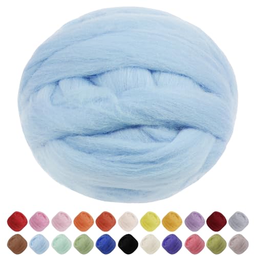 JeogYong Nadelfilzwolle, 100 g Wolle Roving Chunky Wollgarn, Himmelblaues Wollgarn, Vorgarn für Nadelfilzen, Nassfilzen, Filzprojekte, DIY Handwerk JeogYong Nadelfilzwolle, 100 g Wolle Roving Chunky Wollgarn, Himmelblaues Wollgarn, Vorgarn für Nadelfilzen, Nassfilzen, Filzprojekte, DIY Handwerk von JeogYong