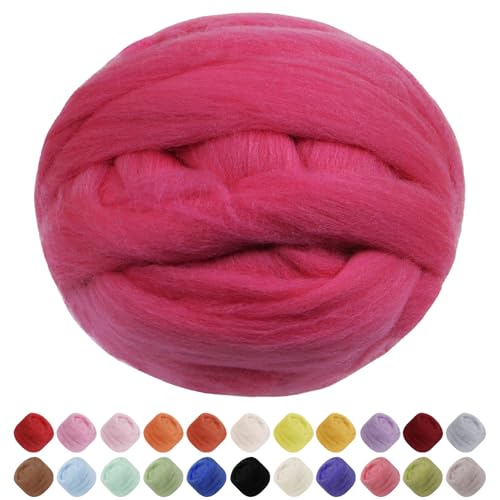 JeogYong Nadelfilzwolle, 100 g Wolle Roving Chunky Wollgarn, Rose Red Wool Roving Garn für Nadelfilzen, Nassfilzen, Filzprojekte, DIY Handwerk JeogYong Nadelfilzwolle, 100 g Wolle Roving Chunky Wollgarn, Rose Red Wool Roving Garn für Nadelfilzen, Nassfilzen, Filzprojekte, DIY Handwerk von JeogYong