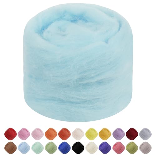 JeogYong Nadelfilzwolle, 50 g Wolle Roving Chunky Wollgarn, Aqua Blue Wolle Roving Garn für Nadelfilzen, Nassfilzen, Filzprojekte, DIY Handwerk von JeogYong
