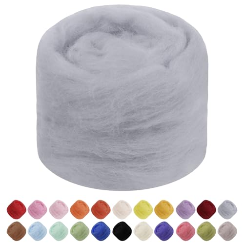 JeogYong Nadelfilzwolle, 50 g Wolle Roving Chunky Wollgarn, Graues Wolle Roving Garn für Nadelfilzen, Nassfilzen, Filzprojekte, DIY Handwerk JeogYong Nadelfilzwolle, 50 g Wolle Roving Chunky Wollgarn, Graues Wolle Roving Garn für Nadelfilzen, Nassfilzen, Filzprojekte, DIY Handwerk von JeogYong