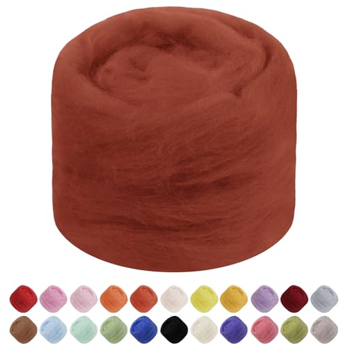 JeogYong Nadelfilzwolle, 50 g Wolle Roving Chunky Wollgarn, Karamellwolle Roving Garn für Nadelfilzen, Nassfilzen, Filzprojekte, DIY Handwerk von JeogYong