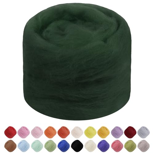 JeogYong Nadelfilzwolle, 50 g Wolle Roving Chunky Wollgarn, dunkelgrünes Wollgarn, für Nadelfilzen, Nassfilzen, Filzprojekte, DIY Handwerk JeogYong Nadelfilzwolle, 50 g Wolle Roving Chunky Wollgarn, dunkelgrünes Wollgarn, für Nadelfilzen, Nassfilzen, Filzprojekte, DIY Handwerk von JeogYong