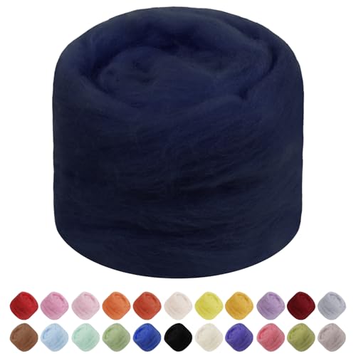 JeogYong Nadelfilzwolle, 50 g Wolle Roving Chunky Wollgarn, marineblaues Wollgarn, Vorgarn für Nadelfilzen, Nassfilzen, Filzprojekte, DIY Handwerk JeogYong Nadelfilzwolle, 50 g Wolle Roving Chunky Wollgarn, marineblaues Wollgarn, Vorgarn für Nadelfilzen, Nassfilzen, Filzprojekte, DIY Handwerk von JeogYong