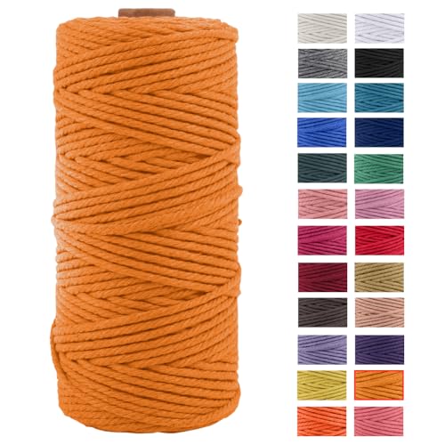JeogYong Naturliches Baumwolle Garn, Baumwollgarn Makramee-Seil Weiches Baumwoll-Seil, zum Wandbehänge, Pflanzenhalter, Basteln, Heimtextilien, Geschenkverpackung 3mm x 109 Yards (Golden) von JeogYong