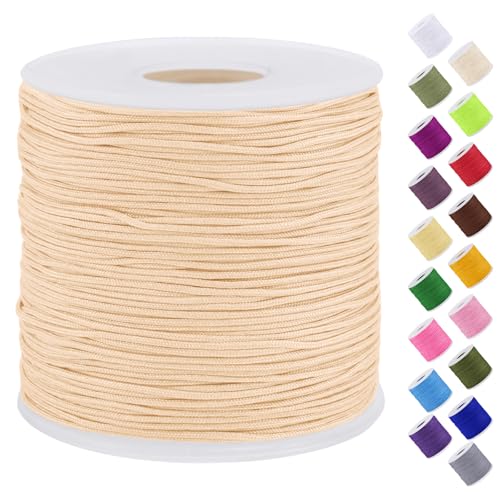 JeogYong Nylonschnur für Armbänder, 0,7 mm x 130 m, Hellbeige, chinesische Knotenschnur, Nylon-Perlenfaden für Armbänder, Halsketten, Schmuckherstellung, Windspiel, DIY Handwerk JeogYong Nylonschnur für Armbänder, 0,7 mm x 130 m, Hellbeige, chinesische Knotenschnur, Nylon-Perlenfaden für Armbänder, Halsketten, Schmuckherstellung, Windspiel, DIY Handwerk von JeogYong