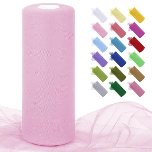 JeogYong Rosafarbene Tüllstoffrollen, 30,5 cm x 91,4 m, Polyester-Netzstoff, Netzstoff, Tüllband für Tutu-Röcke, Geschenkverpackungen, Geburtstag/Party/Hochzeitsdekoration, DIY Handwerk von JeogYong