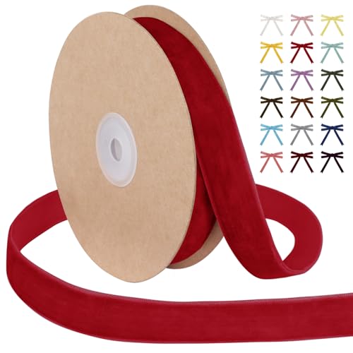 JeogYong Rotes Samtband, 2,5 cm x 9,1 m, einseitiges Samtband, Vintage-Band für Geschenkverpackungen, Kränze, Hochzeit, Party, Heimdekoration, DIY Handwerk JeogYong Rotes Samtband, 2,5 cm x 9,1 m, einseitiges Samtband, Vintage-Band für Geschenkverpackungen, Kränze, Hochzeit, Party, Heimdekoration, DIY Handwerk von JeogYong
