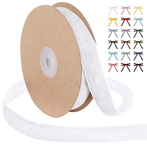 JeogYong Weißes Samtband, 2,5 cm x 9,1 m, einseitiges Samtband, Vintage-Band für Geschenkverpackungen, Kränze, Hochzeit, Party, Heimdekoration, DIY Handwerk JeogYong Weißes Samtband, 2,5 cm x 9,1 m, einseitiges Samtband, Vintage-Band für Geschenkverpackungen, Kränze, Hochzeit, Party, Heimdekoration, DIY Handwerk von JeogYong