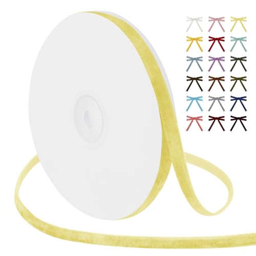 JeogYong Zitronengelbes Samtband, 0,6 cm x 9,1 m, einseitiges Samtband, Vintage-Band für Geschenkverpackungen, Kränze, Hochzeit, Party, Heimdekoration, DIY Handwerk JeogYong Zitronengelbes Samtband, 0,6 cm x 9,1 m, einseitiges Samtband, Vintage-Band für Geschenkverpackungen, Kränze, Hochzeit, Party, Heimdekoration, DIY Handwerk von JeogYong