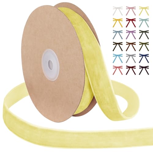 JeogYong Zitronengelbes Samtband, 2,5 cm x 9,1 m, einseitiges Samtband, Vintage-Band für Geschenkverpackungen, Kränze, Hochzeit, Party, Heimdekoration, DIY Handwerk JeogYong Zitronengelbes Samtband, 2,5 cm x 9,1 m, einseitiges Samtband, Vintage-Band für Geschenkverpackungen, Kränze, Hochzeit, Party, Heimdekoration, DIY Handwerk von JeogYong
