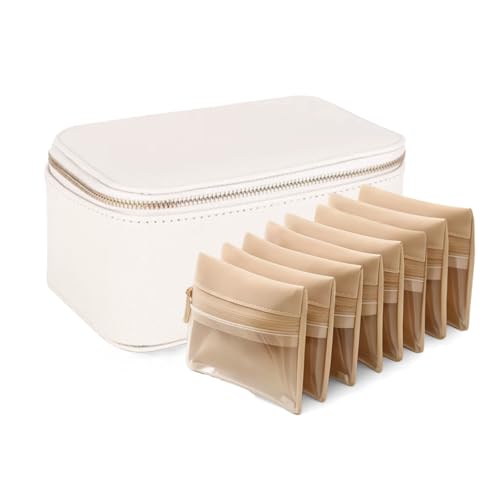 Jeonnfp Reise-Schmuck-Organizer-Box, kleines Reise-Schmuckkästchen mit 6 Samt-Schmuck-Reißverschlusstaschen, tragbare Schmuckschatulle für Ohrringe, Halsketten, Armbänder und Ringe, für Damen und Jeonnfp Reise-Schmuck-Organizer-Box, kleines Reise-Schmuckkästchen mit 6 Samt-Schmuck-Reißverschlusstaschen, tragbare Schmuckschatulle für Ohrringe, Halsketten, Armbänder und Ringe, für Damen und von Jeonnfp