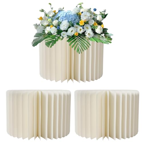 3 PCs Zylinder Podest Ständer eleganter weißer Karton Zylinderständer faltbare wiederverwendbare Hochzeitsdessert -Kuchenständer mit Acryldeckel zum Jubiläum, Weihnachtsausstellungen, Hochzeitsdekora von Jeorywoet