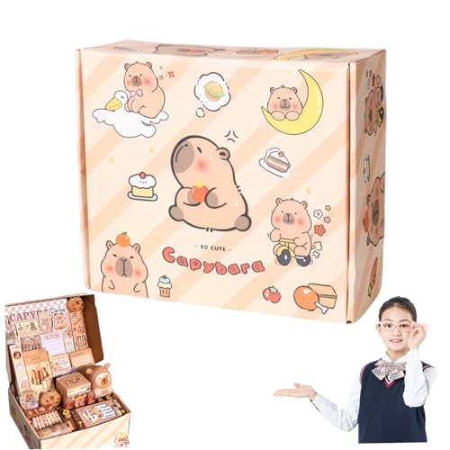 Capybara -Schulmaterial, Capybara Stationery Set mit Bleistiftkoffer, Notizbuch, Notizblock, Aufkleber, Brosche, Radiergummi, Herrscher, kleine Puppe, Bleistiftspitzer und mehr, Kawaii Stationery Set Capybara -Schulmaterial, Capybara Stationery Set mit Bleistiftkoffer, Notizbuch, Notizblock, Aufkleber, Brosche, Radiergummi, Herrscher, kleine Puppe, Bleistiftspitzer und mehr, Kawaii Stationery Set von Jeorywoet