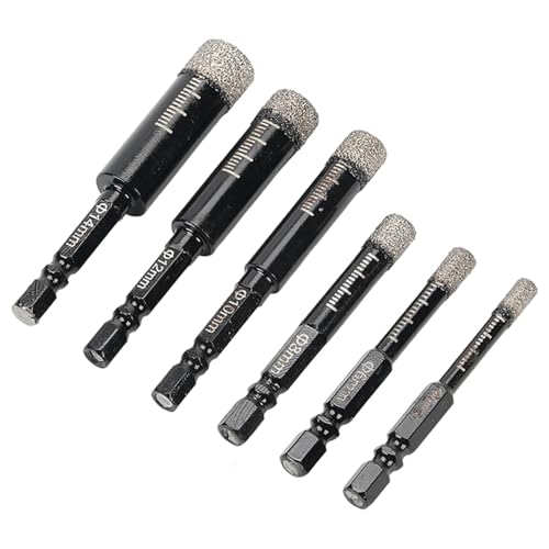 Kachelbohrbits, 6pcs Diamond Bohrbits 6 mm Bit für Winkelschleifer/Elektrobohrmaschine mit 6, 35 mm Schaft, ideal für Fliesen, Keramik, Marmor und mehr von Jeorywoet