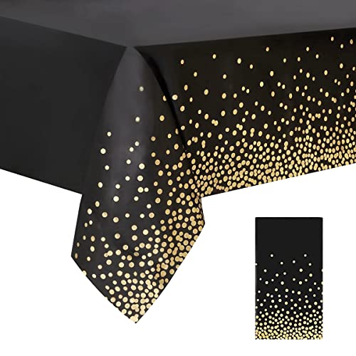 Jepeux Kunststoff-Tischdecke, rechteckig, gepunktet, 137 x 274 cm, Schwarz und Gold, geeignet für Geburtstagspartys, Abschlussfeiern und Restaurants Jepeux Kunststoff-Tischdecke, rechteckig, gepunktet, 137 x 274 cm, Schwarz und Gold, geeignet für Geburtstagspartys, Abschlussfeiern und Restaurants von Jepeux