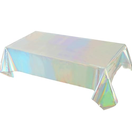 Jepeux Schillernde Kunststoff-Tischdecke, 137,2 x 274,3 cm, rechteckige Einweg-Tischdecke, geeignet für Geburtstag, Abschlussfeier, Restaurant, Hochzeitsdekoration, Tischdecke, 2 Stück Jepeux Schillernde Kunststoff-Tischdecke, 137,2 x 274,3 cm, rechteckige Einweg-Tischdecke, geeignet für Geburtstag, Abschlussfeier, Restaurant, Hochzeitsdekoration, Tischdecke, 2 Stück von Jepeux