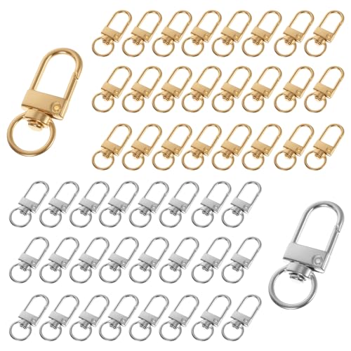 50 Stück Schlüsselringe Klein Schlüsselring Klein, Schlüsselanhänger Ringe, Karabinerverschluss mit Kleine Haken für DIY Schlüsselanhänger Selber Machen Taschen Anhänger Keychain von Jeqqinuz