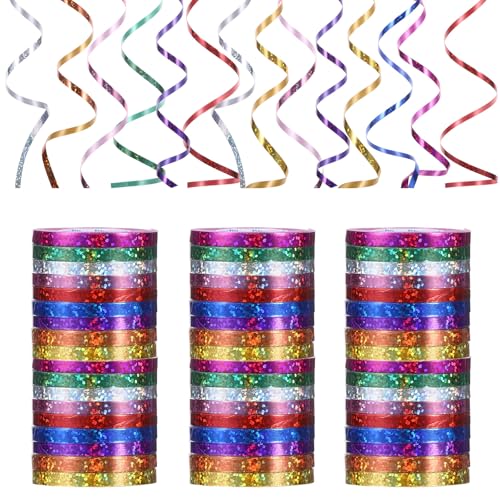 54 Rollen Luftschlangen Geburtstag Glitzerband, 5mm x 10m Glitzer Basteln Bunte Bänder Geschenk Band Geschenkband Bunt für Basteln und Verpacken, Geschenkverpackung, Geburtstags Deko 54 Rollen Luftschlangen Geburtstag Glitzerband, 5mm x 10m Glitzer Basteln Bunte Bänder Geschenk Band Geschenkband Bunt für Basteln und Verpacken, Geschenkverpackung, Geburtstags Deko von Jeqqinuz
