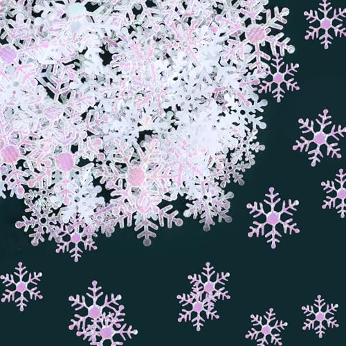 800 Stück Streudeko Weihnachten,Schneeflocken Deko,Tischdeko Weihnachten Schneeflocken Weiß, Geeignet für Winter, Hochzeit, Geburtstag, Feiertagsparty-Dekorationen von Jeqqinuz