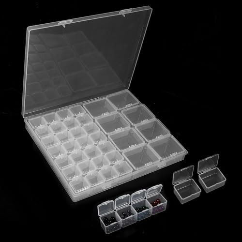 Jeqqinuz Schrauben Sortierbox Sortierboxen für Kleinteile Boxen Aufbewahrung Sortierkasten Kunststoff Setzkasten Zubehör Diamond Painting für Ohrstecker, Maniküre, Perlen, Strasssteine von Jeqqinuz