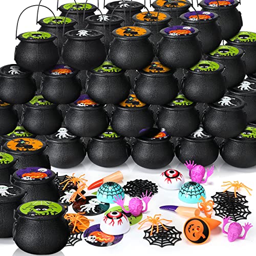 Jerify 320 Stück Halloween-Partygeschenke, 40 Stück, vorgefüllt, kleine Kunststoff-Hexenkessel, Kessel, Spielspielzeug mit Spinnenringen, Kürbis-Spinner-Tops, Halloween-Spielzeug, Augäpfel, Hände Jerify 320 Stück Halloween-Partygeschenke, 40 Stück, vorgefüllt, kleine Kunststoff-Hexenkessel, Kessel, Spielspielzeug mit Spinnenringen, Kürbis-Spinner-Tops, Halloween-Spielzeug, Augäpfel, Hände von Jerify