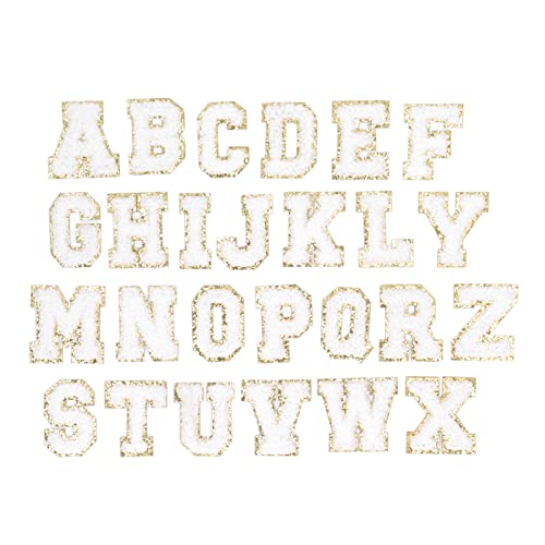 26 Stück weiße Buchstaben-Flicken zum Selbermachen, dekorative bestickte Nähflicken für Kleidungszubehör von Jerliflyer