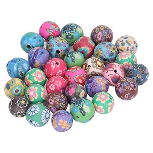 RUNDE CLAY BEADS BUNTE BLUMEN MUSTER SCHMUCK DIY von Jerliflyer