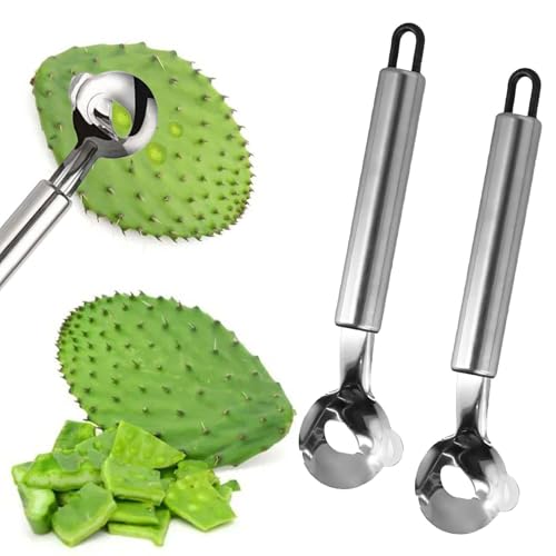 Kaktusschällöffel, Edelstahl-Kaktusschäler, multifunktionaler Kaktusschäler, chinesischer Nudelschneider zum Kochen von Küchengeräten (2PCS) von Jerpsen