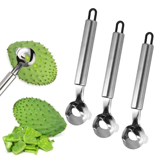 Kaktusschällöffel, Edelstahl-Kaktusschäler, multifunktionaler Kaktusschäler, chinesischer Nudelschneider zum Kochen von Küchengeräten (3PCS) von Jerpsen