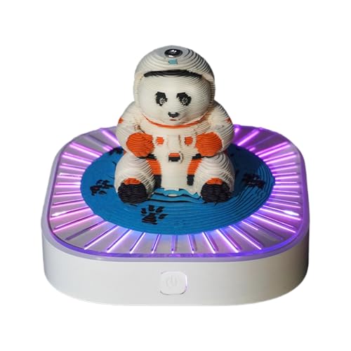 3D-Panda-Papierkalender 2026 Notizblock Mit Schützender Acrylhülle, 8,2x8.2x7,2 Cm, Dekorativer Kalender, Abnutzungspapier-Skulpturen-Memo-Pad, LED-Licht, Für Schreibtische, Regale, von Jeruytgh