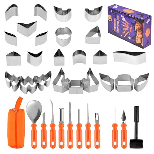 Halloween Pumpkin Carving Kit, Kürbis-Schnitzerset, Halloween Jack-O'-Lantern-Werkzeuge, Creative & Fun, Inklusive Aufbewahrungstasche, 37-Stück, Für Kunst- Und Designkurse von Jeruytgh
