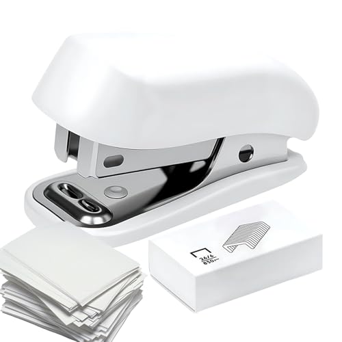 Jeruytgh Mini-Heftgerät mit Heftklammer, niedlicher Mini-Schreibtisch-Hefter mit Heftklammer, tragbares Heftpapier, Bindewerkzeug für Büro, Schule, Klassenzimmer, Studio, Outdoor, Reisen von Jeruytgh