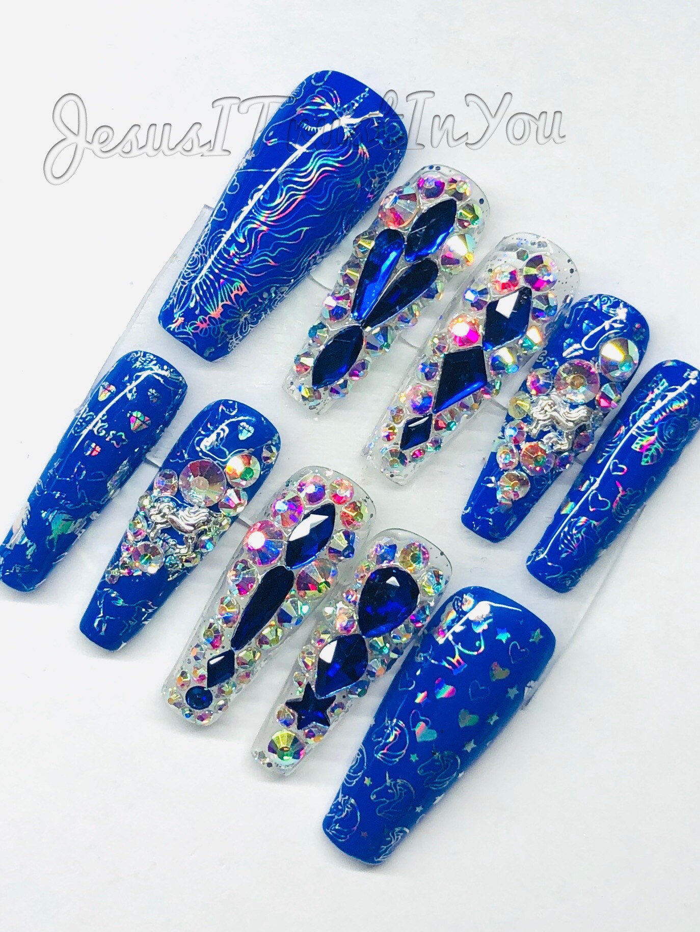 Winter Einhorn - Long Ballerina Gel Press On Nails von JesusItrustInYouCo