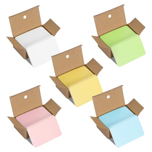 Blanko Papier Karten, 500 Stück Farbige Karteikarten, Kraftpapier Visitenkarte, Mitteilungs-Karte Notiz Papier, DIY Graffiti Nachricht für Lernen Wort, Memory, Schule (5 Farben) von Jesustree