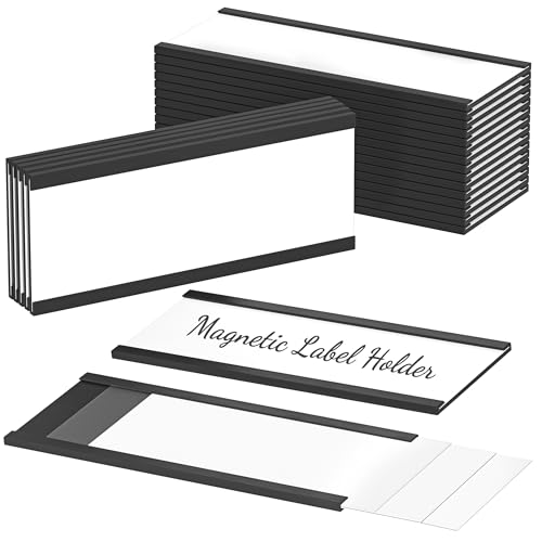 C-Kanal Magnetetiketten, 40 x 100mm Magnetische Etikettenhalter, Etiketten Magnetschilder mit Kunststoffschutzfolie für Metallregal, Schließfach und Whiteboard, 20 Stück von Jesustree