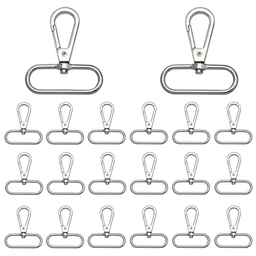 Drehbarer Karabiner, 20 Stück Karabinerhaken Schlüsselanhänger, 38mm D-Ringe Metall Trigger Snap Hooks für Taschen Gürtel DIY Nähen Handwerk Taschenzubehör von Jesustree