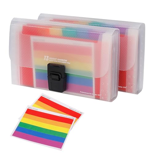 Fächermappe A6, 2 Stücke Dokumentenmappe mit 13 Fächer, A6 Dokumententasche mit Colored Beschriften Dokumenten Organizer für Rechnung Quittungen Coupons Tickets von Jesustree
