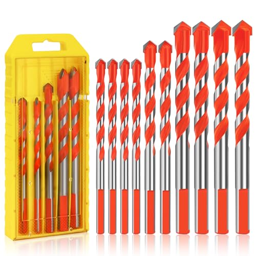 Fliesenbohrer Set, 10 Stück Glasbohrer mit Kreuz Bohrer Bohrersets für von Fliesen, Glas, Spiegeln, Keramik, Porzellan, Holz, Kunststoff, Mauerwerk (6,8,10,12mm) von Jesustree