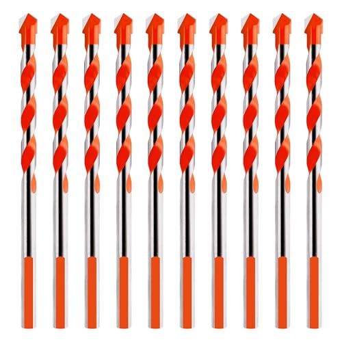 Glasbohrer Fliesenbohrer Set, 10 Stück Professionelles Fliesenbohrer Multifunktional Triangel Metallbohrer für Fliese Beton Backstein Glas Plastik Holz, 6 mm von Jesustree