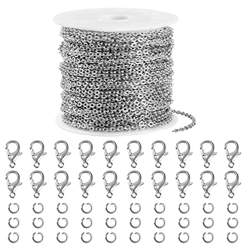 Jesustree 10m Gliederkette Edelstahl Schmuckketten zum Basteln, 2mm Halskettenketten Zubehör mit 30 Biegeringen und 20 Karabinerverschlüsse für Schmuck Basteln Herstellung DIY, Silber Jesustree 10m Gliederkette Edelstahl Schmuckketten zum Basteln, 2mm Halskettenketten Zubehör mit 30 Biegeringen und 20 Karabinerverschlüsse für Schmuck Basteln Herstellung DIY, Silber von Jesustree