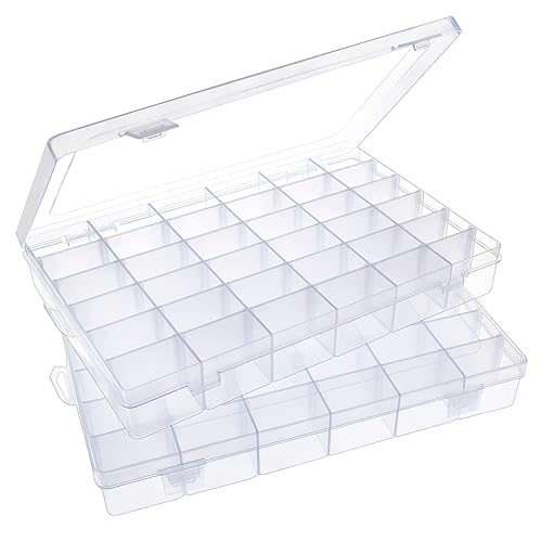 Jesustree 2 Stk Sortierboxen für Kleinteile aus Kunststoff, 36 Herausnehmbare/Verstellbare Fächer für Kleinteile Schmuck, Schrauben, Perlen, Nähzubehör & Bügelperlen von Jesustree