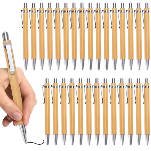 Kugelschreiber Set, 30 Stück Bambus Holzkugelschreiber Edles Schreibgerät Holz Kugelschreibern, Nachhaltiges Stylisches Flüssig Schreiben Geschenkstift für Den Büroalltag und Zuhause (Schwarz) von Jesustree